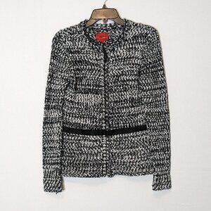 NARCISO RODRIGUEZ for Design Nation Black Tweed Zip Sweater Cardigan; Size S